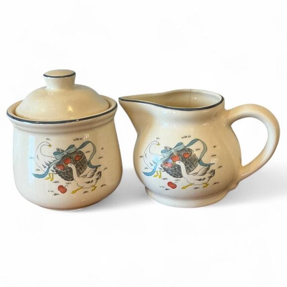Vintage International China Marmalade Goose Cream and Sugar Set - Picture 1 of 4